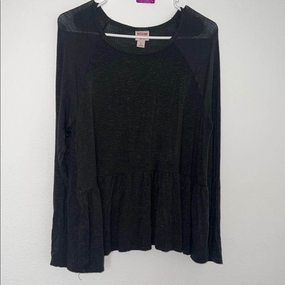 Mossimo Supply Co. Green Peplum Blouse Long Sleeve